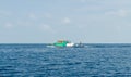 MALE, MALDIVES Ã¢â¬â November, 2017: bright colorful fishing boat in the Indian Ocean, near Male, Maldives.